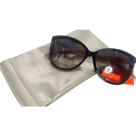 Adrienne Vittadini Cateye Sunglasses in Black - Picture 6 of 6